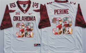 Oklahoma Sooners 32 Samaje Perine White Portrait Number College Jersey