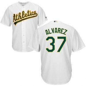 Men\'s Majestic Oakland Athletics #37 Henderson Alvarez Authentic White Home Cool Base MLB Jersey