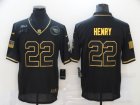 Mens Tennessee Titans #22 Derrick Henry Black Gold 2020 Salute