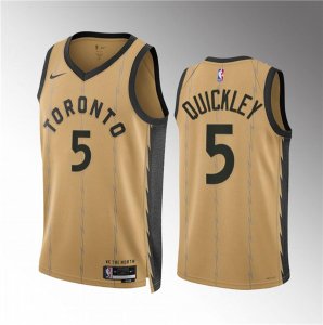 Men\'s Toronto Raptors #5 Immanuel Quickley Gold 2023-24 City Edition Stitched Basketball Jersey
