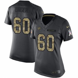 Women\'s Nike New Orleans Saints #60 Max Unger Limited Black 2016 Salute to Service NFL Jersey