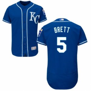 Men\'s Majestic Kansas City Royals #5 George Brett Blue Flexbase Authentic Collection MLB Jersey