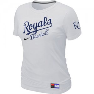 Women MLB Kansas City Royals White Nike Short Sleeve Practice T-Shirt