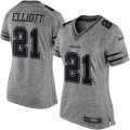 Women Nike Dallas Cowboys #21 Ezekiel Elliott Gray Stitched NFL Limited Gridiron Gray Jersey