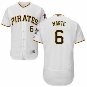 Men\'s Majestic Pittsburgh Pirates #6 Starling Marte White Flexbase Authentic Collection MLB Jersey