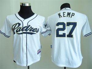 Youth MLB Men San Diego Padres #27 Matt Kemp white jersey