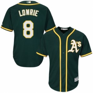 Men\'s Majestic Oakland Athletics #8 Jed Lowrie Replica Green Alternate 1 Cool Base MLB Jersey