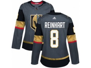 Women Adidas Vegas Golden Knights #8 Griffin Reinhart Authentic Gray Home NHL Jersey