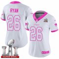 Womens Nike New England Patriots #26 Logan Ryan Limited White Pink Rush Fashion Super Bowl LI 51 NFL Jersey