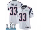 Men Nike New England Patriots #33 Kevin Faulk White Vapor Untouchable Limited Player Super Bowl LII NFL Jersey