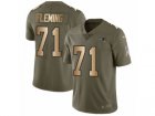 Men Nike New England Patriots #71 Cameron Fleming Limited Olive Gold 2017 Salute to Service NFL Jersey