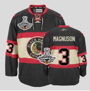 nhl jerseys chicago blackhawks #3 magnuson black third edition[2013 stanley cup champions]