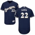 Men's Majestic Milwaukee Brewers #22 Matt Garza Navy Blue Flexbase Authentic Collection MLB Jersey