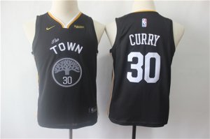Warriors #30 Stephen Curry Black Youth Statement Edition Nike Swingman Jersey