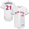 Mens Toronto Blue Jays #21 Michael Saunders White Flexbase Authentic Collection 2016 Mothers Day Stitched Baseball Jersey