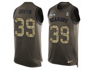 Mens Nike Seattle Seahawks #39 Shaquill Griffin Limited Green Salute to Service Tank Top NFL Jersey