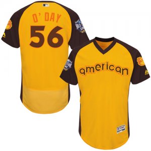 Mens Majestic Baltimore Orioles #56 Darren ODay Yellow 2016 All-Star American League BP Authentic Collection Flex Base MLB Jersey