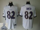 2013 Super Bowl XLVII NEW Baltimore Ravens 82 Smith White Jerseys (Limited)
