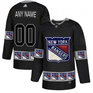 New York Rangers Black Men\'s Customized Team Logos Fashion Adidas Jersey