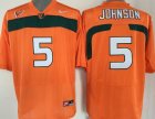 NCAA Miami Hurricanes #5 Johnson Orange Jerseys