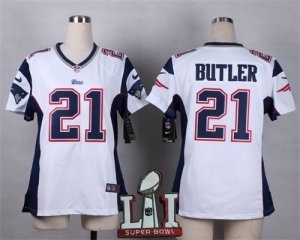 Nike Patriots #21 Malcolm Butler White Women 2017 Super Bowl LI Game Jersey