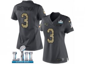 Women Nike New England Patriots #3 Stephen Gostkowski Limited Black 2016 Salute to Service Super Bowl LII NFL Jersey