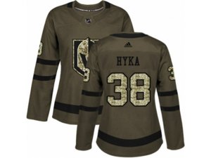 Women Adidas Vegas Golden Knights #38 Tomas Hyka Authentic Green Salute to Service NHL Jersey