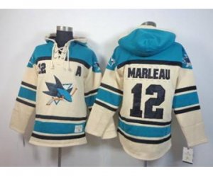 nhl jerseys san jose sharks #12 marleau green-cream[pullover hooded sweatshirt][patch A]