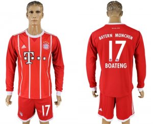 2017-18 Bayern Munich 17 BOATENG Home Long Sleeve Soccer Jersey