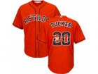 Mens Majestic Houston Astros #20 Preston Tucker Authentic Orange Team Logo Fashion Cool Base MLB Jersey