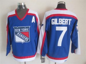 NHL New York Rangers #7 Rod Gilbert Blue CCM Throwback Jerseys