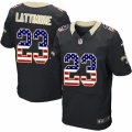Mens Nike New Orleans Saints #23 Marshon Lattimore Elite Black Home USA Flag Fashion NFL Jersey