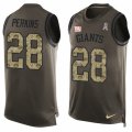 Mens Nike New York Giants #28 Paul Perkins Limited Green Salute to Service Tank Top NFL Jersey