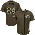 Men Cincinnati Reds #24 Tony Perez Green Salute to Service Stitched Baseball Jersey
