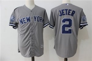 New York Yankees #2 Derek Jeter Gray Retirement Patch Cool Base Jersey