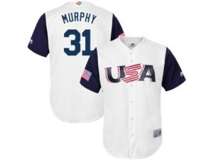 Mens USA Baseball #31 Daniel Murphy Majestic White 2017 World Baseball Classic Jersey