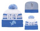 Lions Retro Logo Blue Cuffed Pom Knit Hat YD