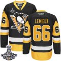 Womens Reebok Pittsburgh Penguins #66 Mario Lemieux Premier Black Gold Third 2016 Stanley Cup Champions NHL Jersey