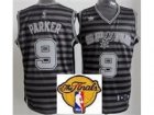 NBA San Antonio Spurs #9 Tony Parker Grey(Whith Black Strip Revolution 30 Swingman 2013 Finals Patch)