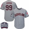 Youth Majestic Cleveland Indians #99 Ricky Vaughn Authentic Grey Road 2016 World Series Bound Cool Base MLB Jersey