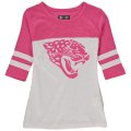 Jacksonville Jaguars 5th & Ocean By New Era Girls Youth Jersey 34 Sleeve T-Shirt White Pink