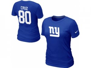 Women Nike New York Giants #80 Victor Cruz Name & Number T-Shirt Blue