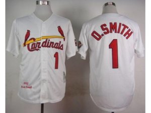 MLB Mitchell And Ness 1992 St. Louis Cardinals #1 Ozzie Smith White Stitched Baseball jerseys