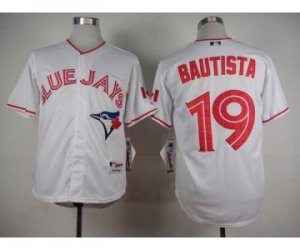 mlb jerseys toronto blue jays #19 bautista white[number red]