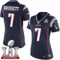 Womens Nike New England Patriots #7 Jacoby Brissett Elite Navy Blue Team Color Super Bowl LI 51 NFL Jersey