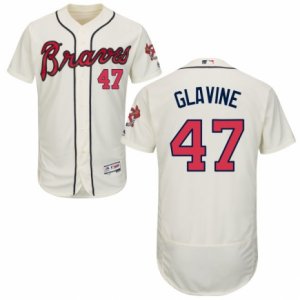 Men\'s Majestic Atlanta Braves #47 Tom Glavine Cream Flexbase Authentic Collection MLB Jersey