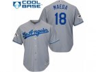 Youth Majestic Los Angeles Dodgers #18 Kenta Maeda Authentic Grey Road 2017 World Series Bound Cool Base MLB Jersey