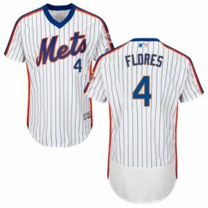 Men\'s Majestic New York Mets #4 Wilmer Flores White Royal Flexbase Authentic Collection MLB Jersey