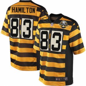 Mens Nike Pittsburgh Steelers #83 Cobi Hamilton Elite Yellow Black Alternate 80TH Anniversary Throwback NFL Jersey