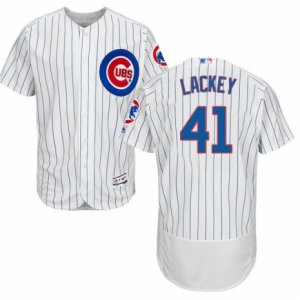 Men\'s Majestic Chicago Cubs #41 John Lackey White Flexbase Authentic Collection MLB Jersey